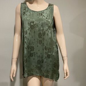 Green Floral Sleeveless Tank